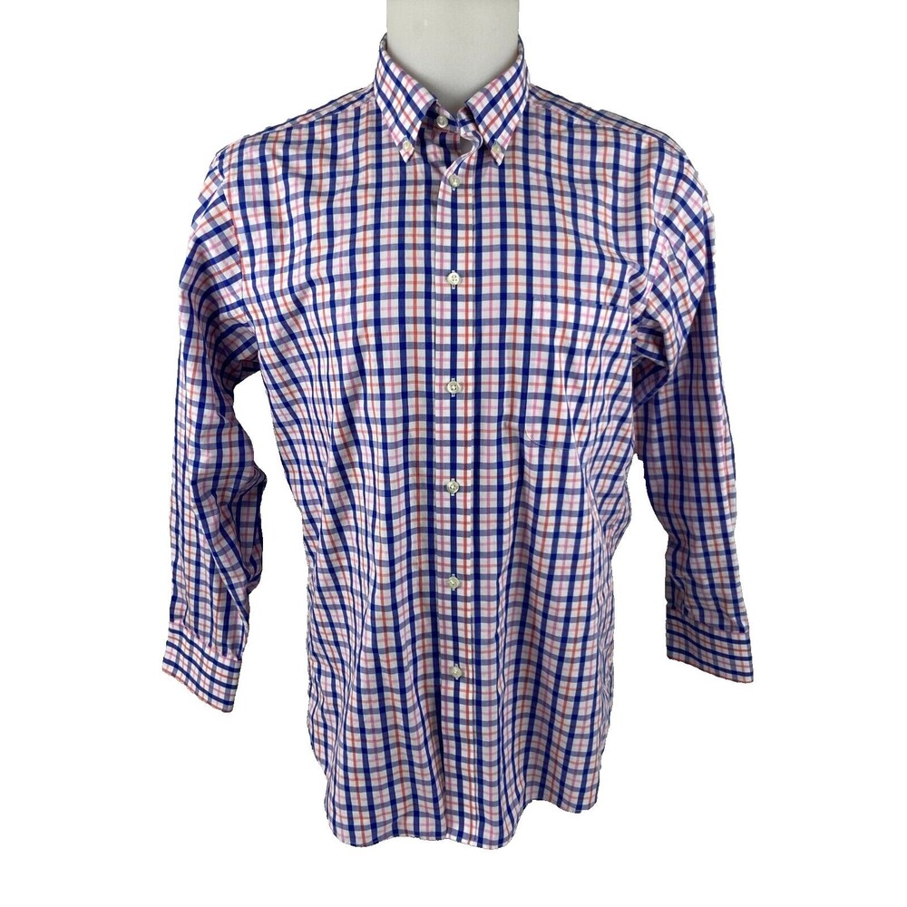 IZOD Men 16 32/33 Long Sleeve Shirt Twill Red Blue Pink White Casual Comfort